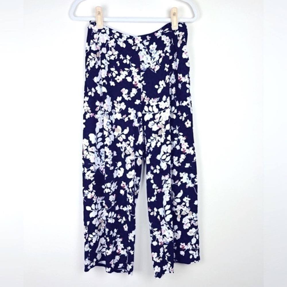 J.Jill | Wearever Full Leg Cropped Floral Print Elastic Waist Palazzo Pants | S